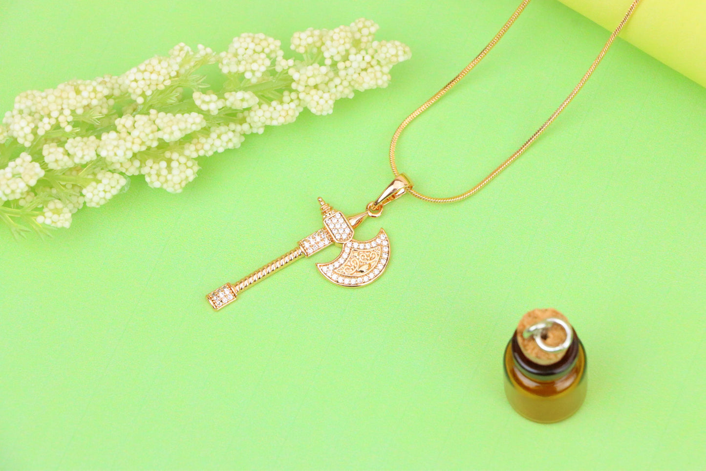Rose Gold Axe Pendant with Sparkling Stones – Elegant Design XPPT1381 (2133-5)