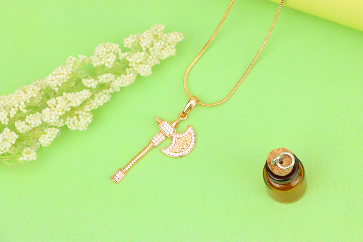 Rose Gold Axe Pendant with Sparkling Stones – Elegant Design XPPT1381 (2133-5)