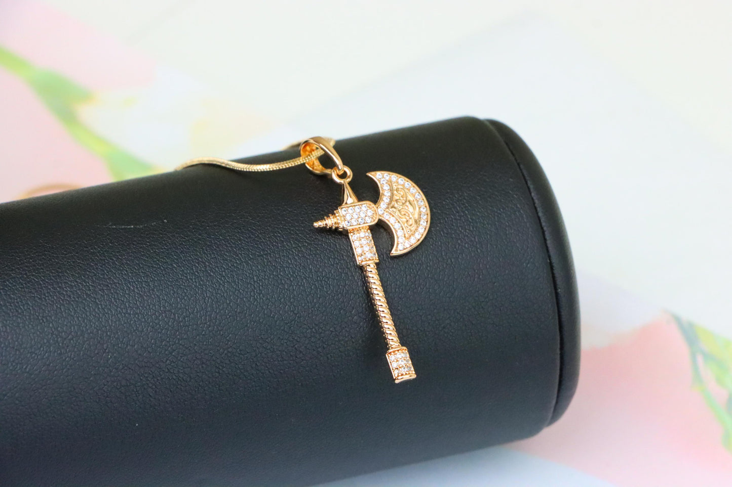 Rose Gold Axe Pendant with Sparkling Stones – Elegant Design XPPT1381 (2133-5)