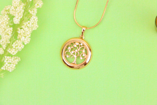 Tree of Life Rose Gold Pendant with White Stones, XPPT1853 (2156-8)