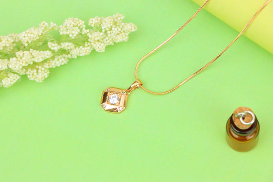 Rose Gold Geometric Pendant with Central Sparkling Stone Detail, XPPT1387 (2134-1)