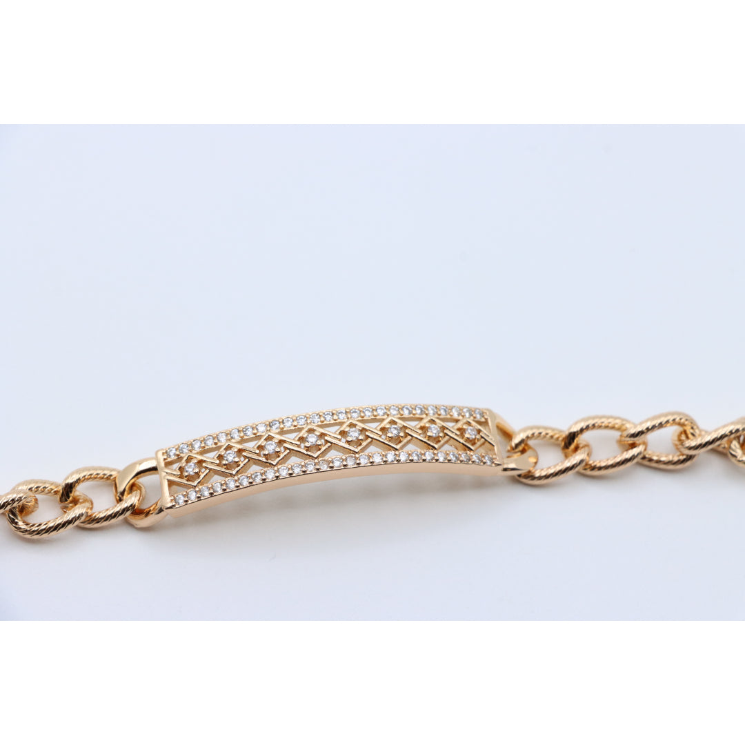 Elegant Rose Gold Bracelet with Criss-Cross Diamond Inlay Design, XPBL0706 (2071-5)
