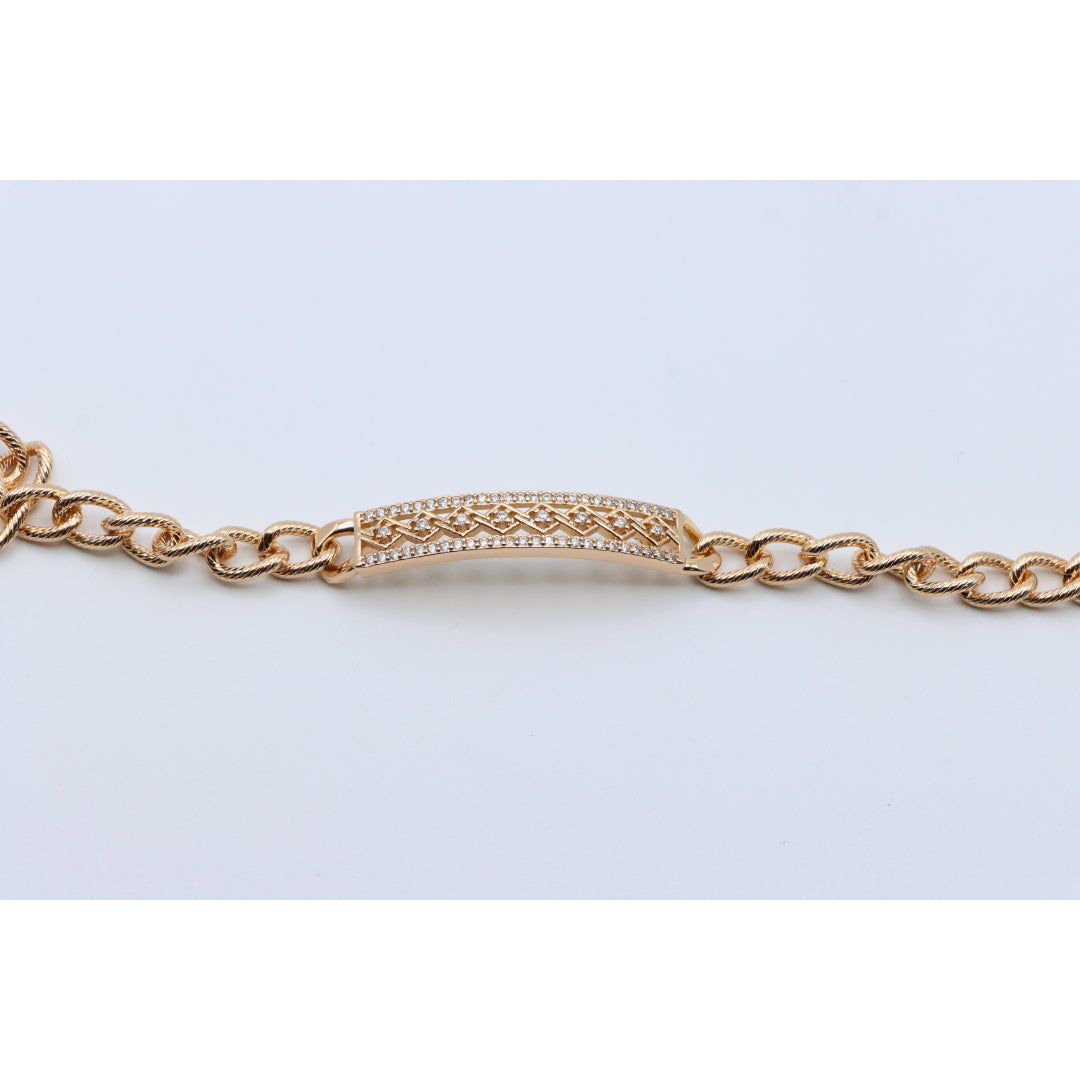 Elegant Rose Gold Bracelet with Criss-Cross Diamond Inlay Design, XPBL0706 (2071-5)
