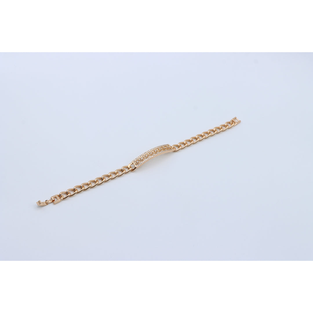 Elegant Rose Gold Bracelet with Criss-Cross Diamond Inlay Design, XPBL0706 (2071-5)