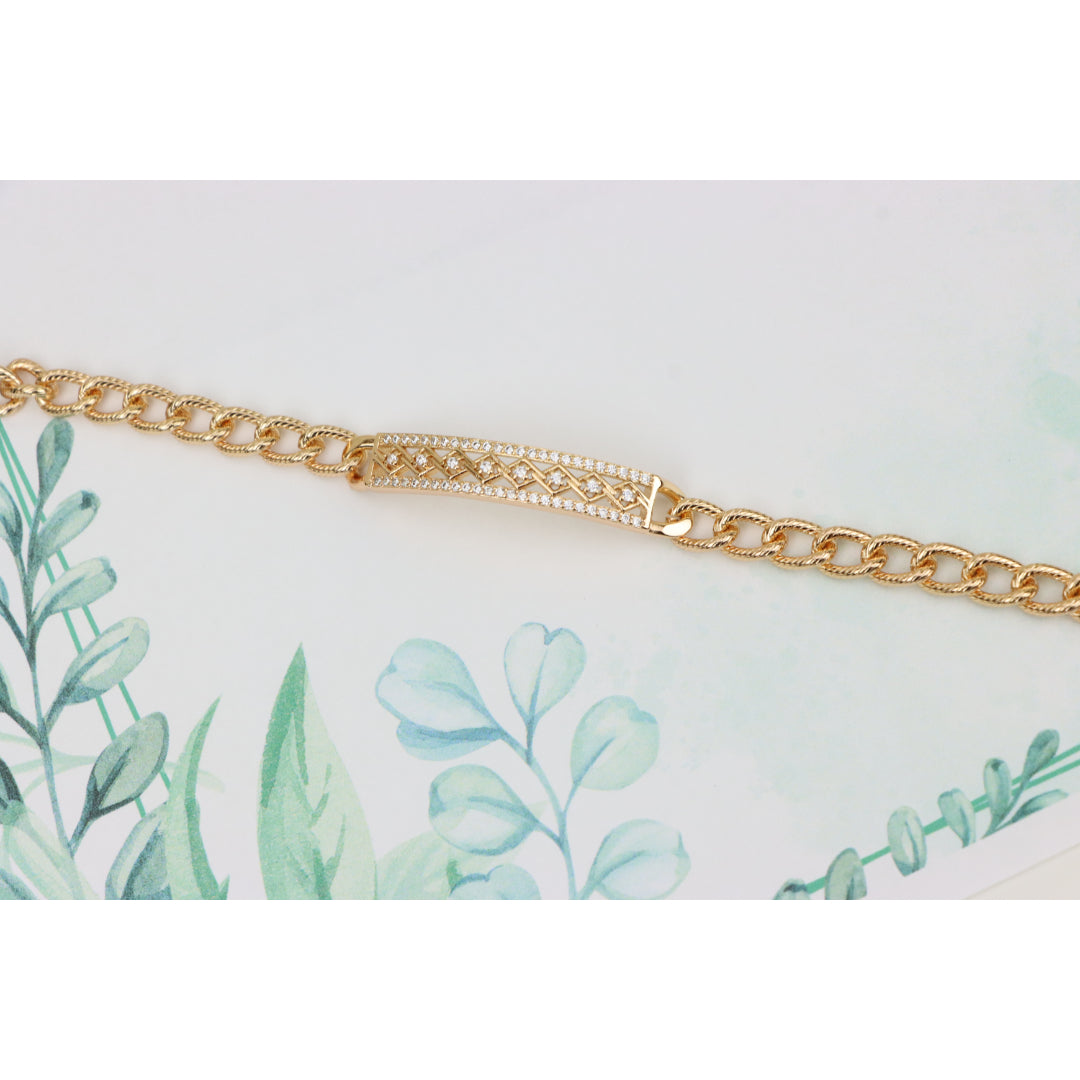 Elegant Rose Gold Bracelet with Criss-Cross Diamond Inlay Design, XPBL0706 (2071-5)