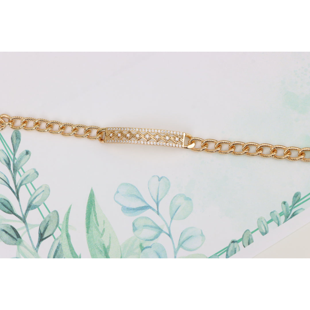 Elegant Rose Gold Bracelet with Criss-Cross Diamond Inlay Design, XPBL0706 (2071-5)