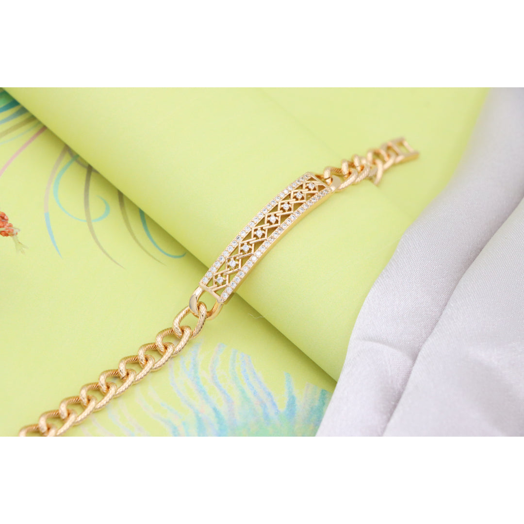 Elegant Rose Gold Bracelet with Criss-Cross Diamond Inlay Design, XPBL0706 (2071-5)
