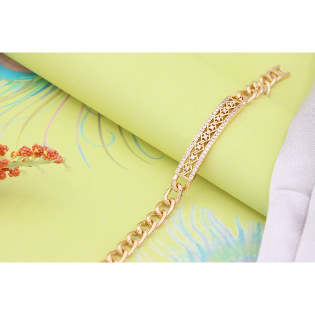 Elegant Rose Gold Bracelet with Criss-Cross Diamond Inlay Design, XPBL0706 (2071-5)