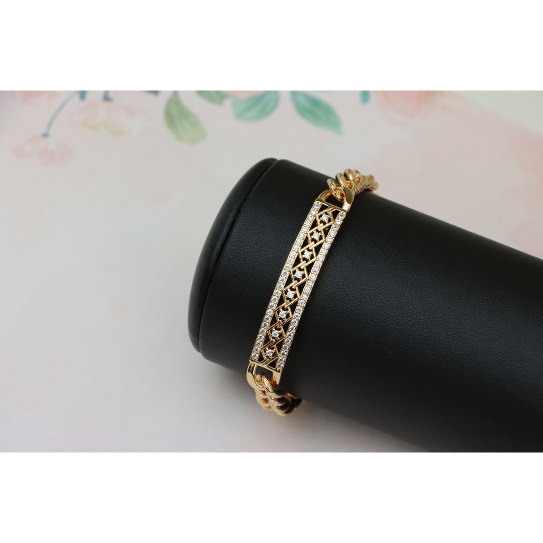 Elegant Rose Gold Bracelet with Criss-Cross Diamond Inlay Design, XPBL0706 (2071-5)