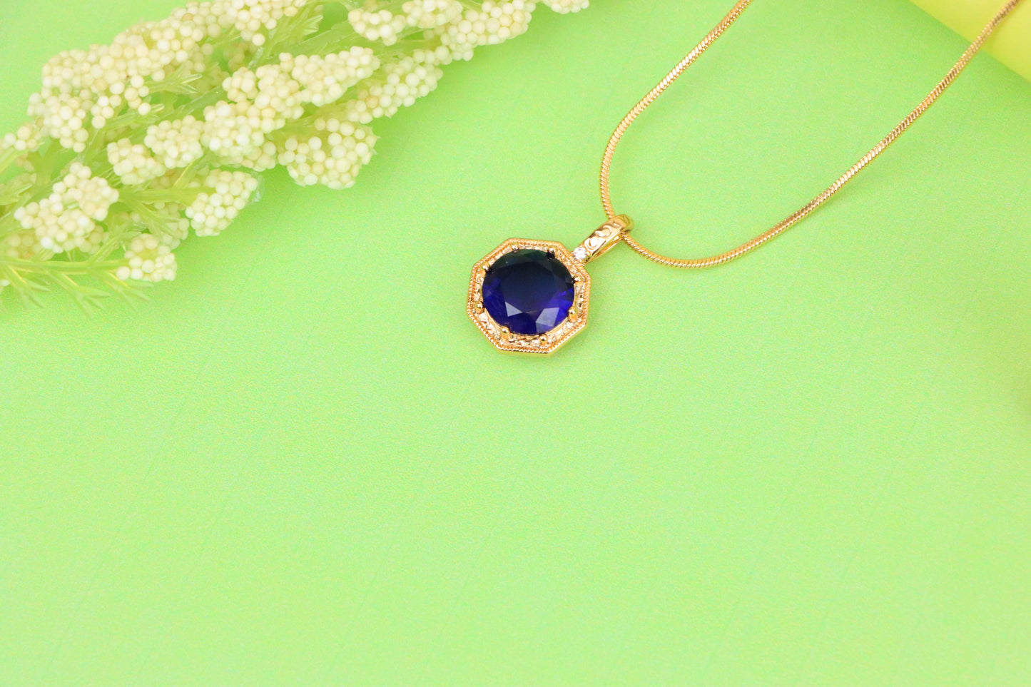 Royal Purple Gemstone Pendant in Gold Octagon Frame, XPPT1390 (2134-2)