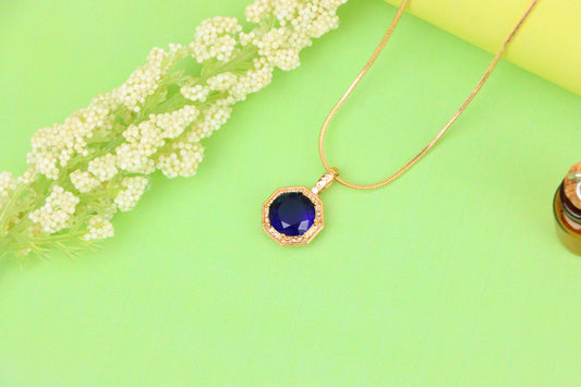 Royal Purple Gemstone Pendant in Gold Octagon Frame, XPPT1390 (2134-2)