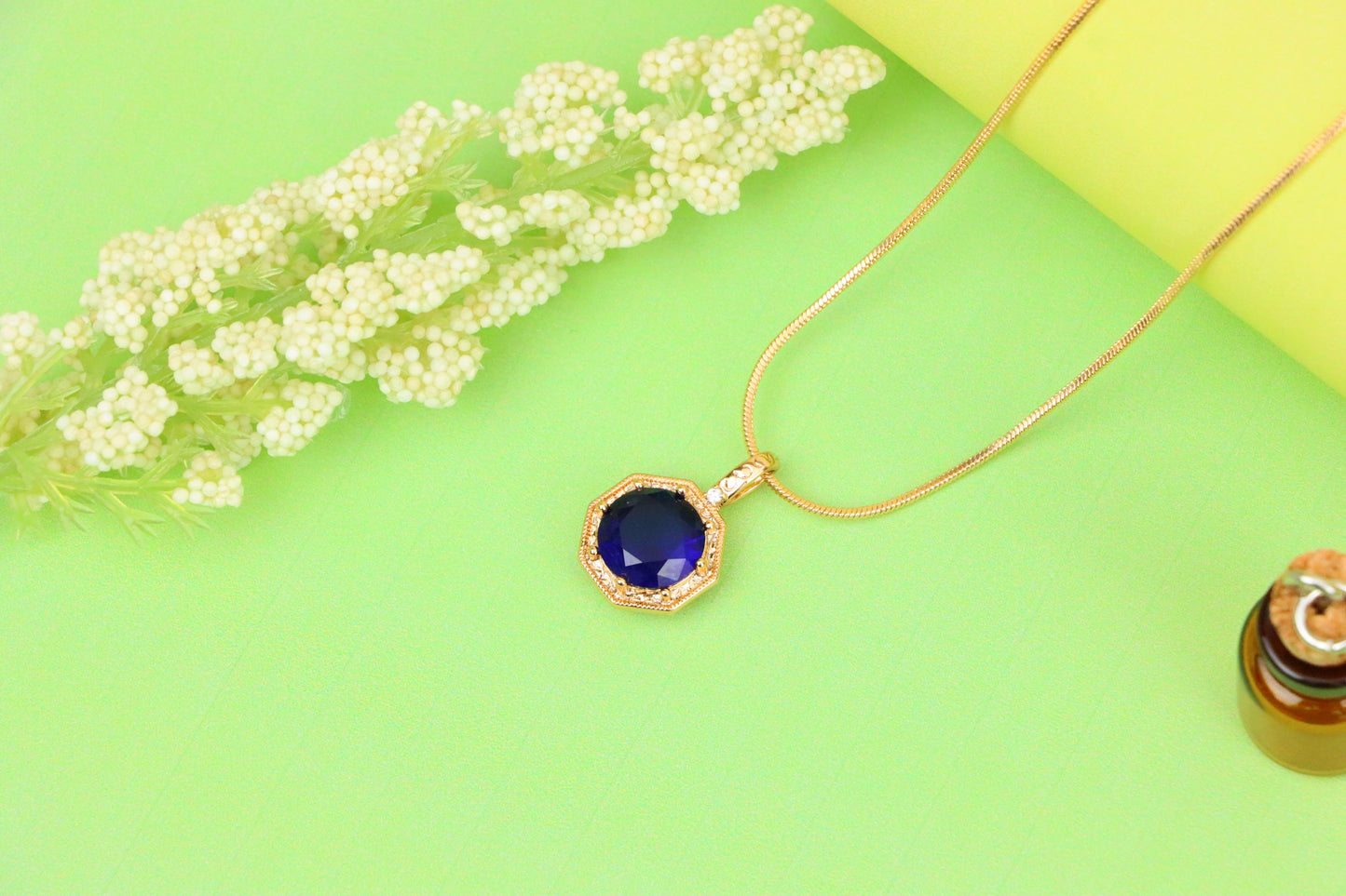Royal Purple Gemstone Pendant in Gold Octagon Frame, XPPT1390 (2134-2)