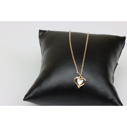 Rose Gold Heart Crystal Pendant Necklace, XPNL0240 (2024-10)