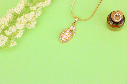 Crystal Studded Rose Gold Grenade Pendant in Miniature Design, XPPT1860 (2157-3)