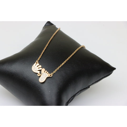 Rose Gold Baby Footprint Pendant Necklace, XPNL0241 (2025-1)