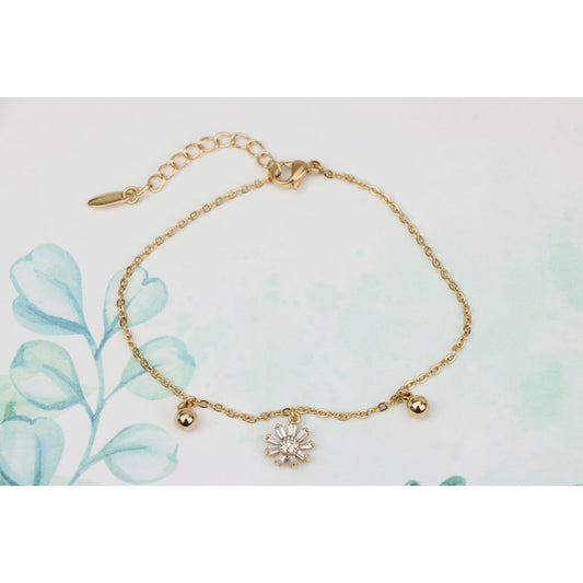 Sparkling Floral Charm Rose Gold Bracelet for Everyday Elegance, XPBL0711 (2071-10)
