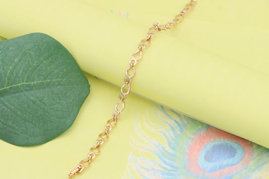 Delicate Rose Gold Heart Link Bracelet in Gold-Plated Brass, XPBL1103 (2111-2)