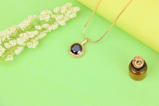 Bold Black Gem Pendant in Rose Gold Octagon Setting, XPPT1389 (2134-2)