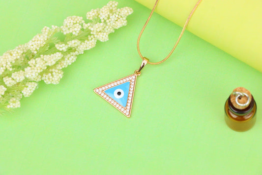 Triangle Evil Eye Pendant in Rose Gold with CZ Accents, XPPT1394 (2134-3)