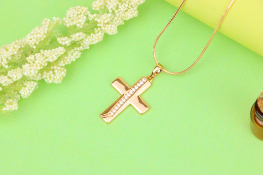 Rose Gold Cross Pendant with CZ Accents, XPPT1396 (2134-5)