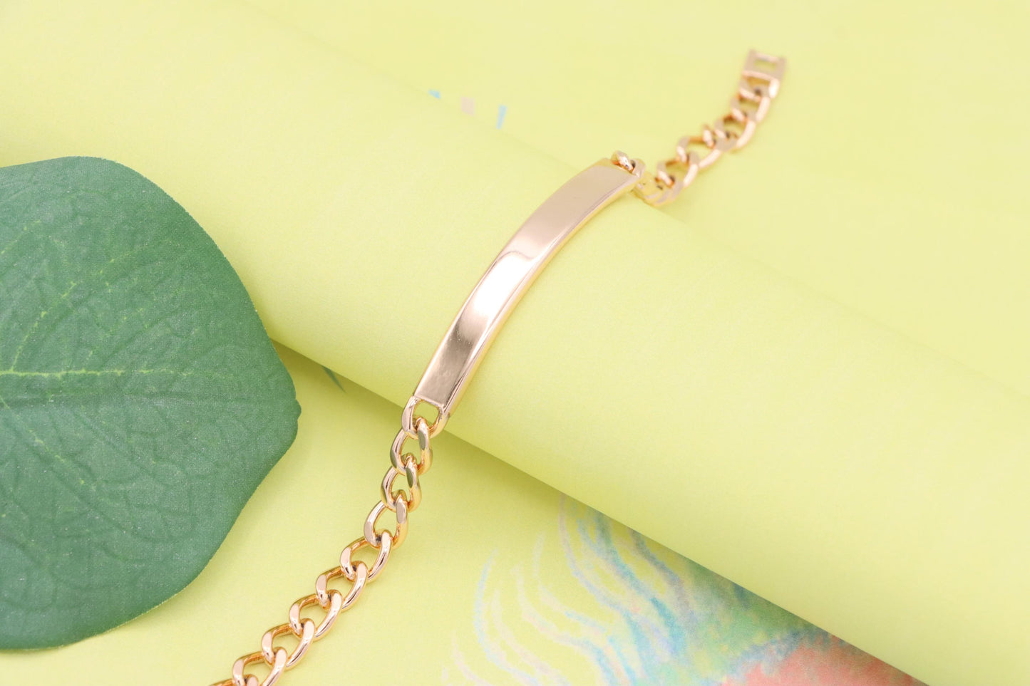 Sleek Rose Gold Polished ID Bar Bracelet for Women, XPBL1107 (2111-6)