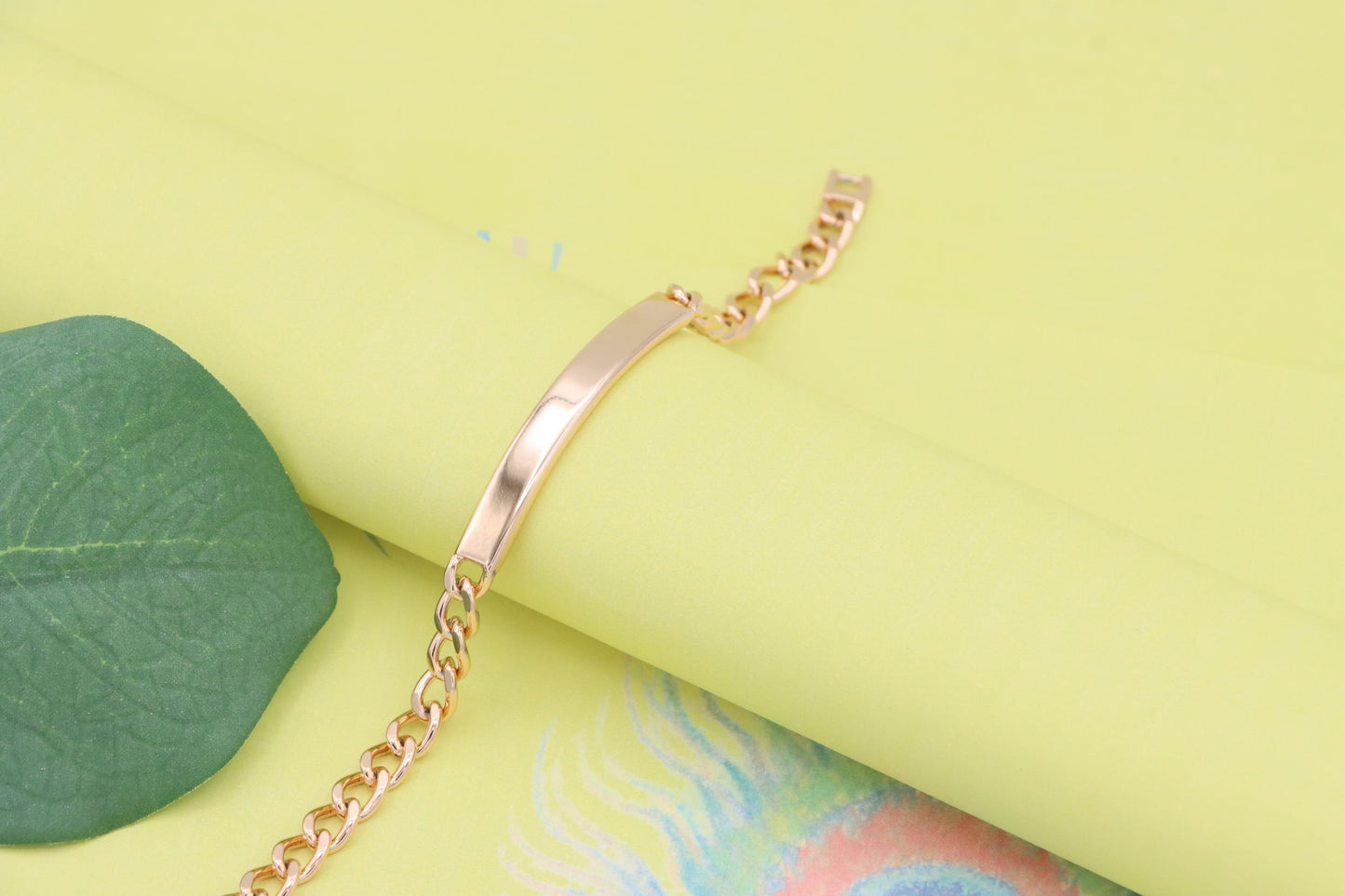 Sleek Rose Gold Polished ID Bar Bracelet for Women, XPBL1107 (2111-6)