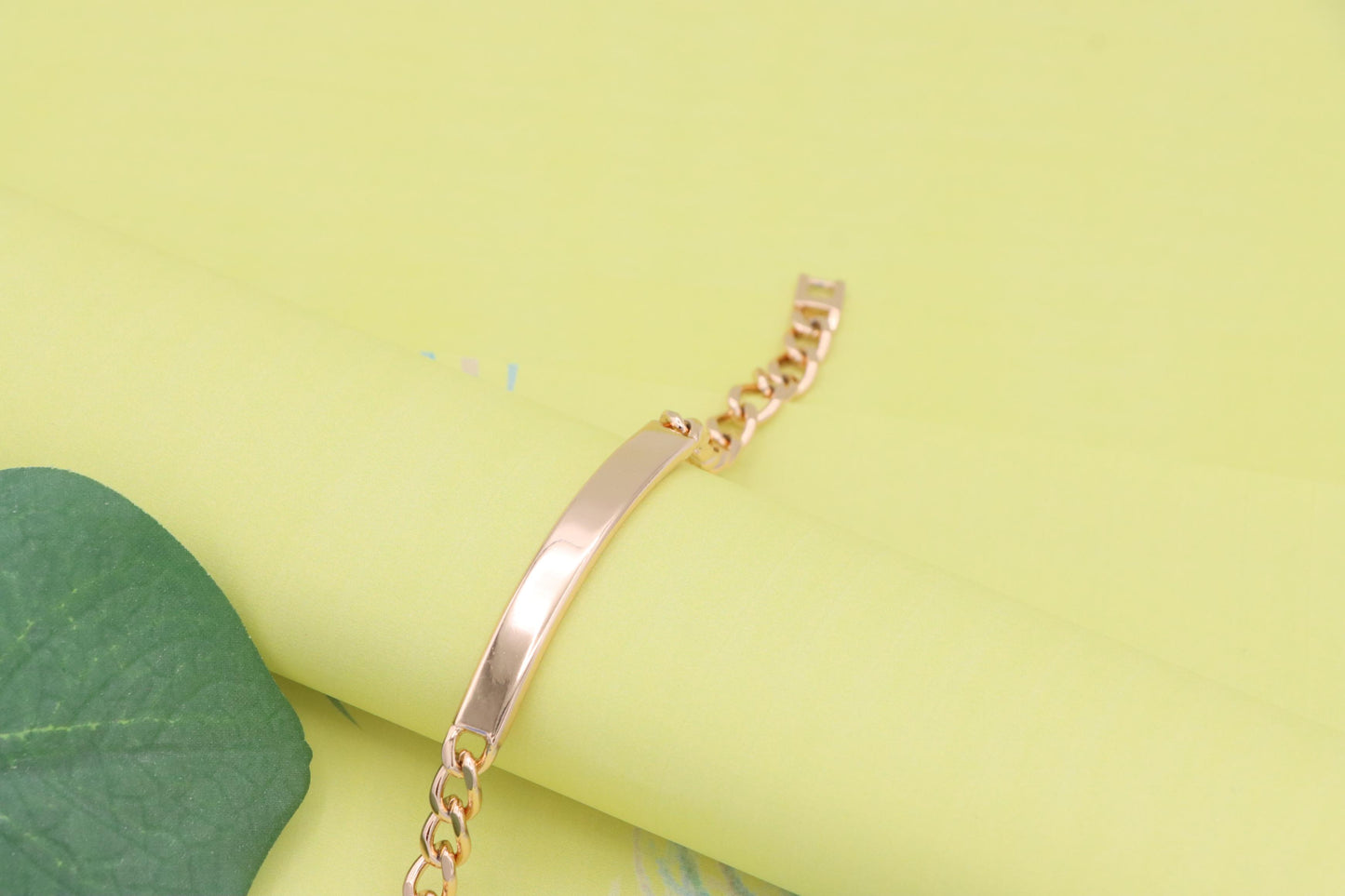 Sleek Rose Gold Polished ID Bar Bracelet for Women, XPBL1107 (2111-6)