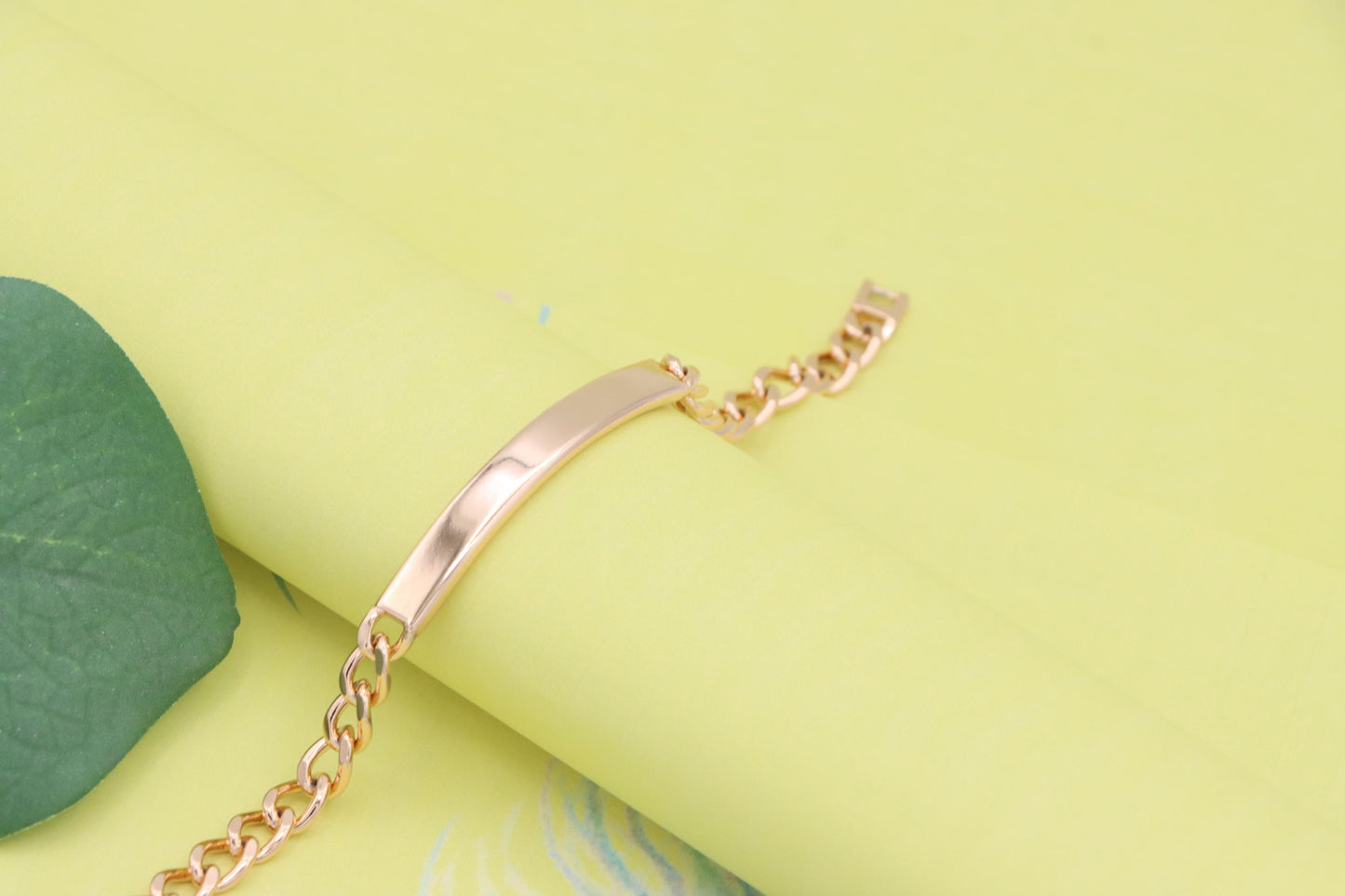 Sleek Rose Gold Polished ID Bar Bracelet for Women, XPBL1107 (2111-6)