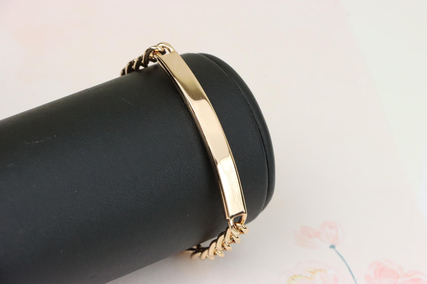 Sleek Rose Gold Polished ID Bar Bracelet for Women, XPBL1107 (2111-6)