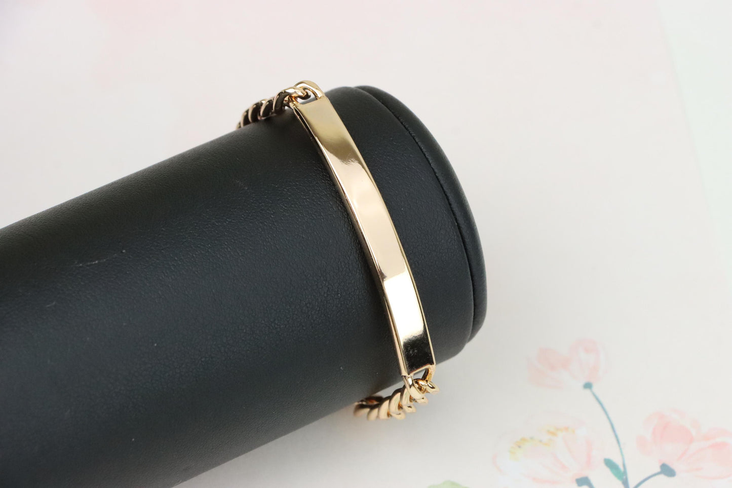 Sleek Rose Gold Polished ID Bar Bracelet for Women, XPBL1107 (2111-6)