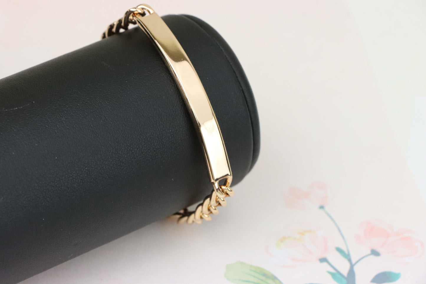 Sleek Rose Gold Polished ID Bar Bracelet for Women, XPBL1107 (2111-6)