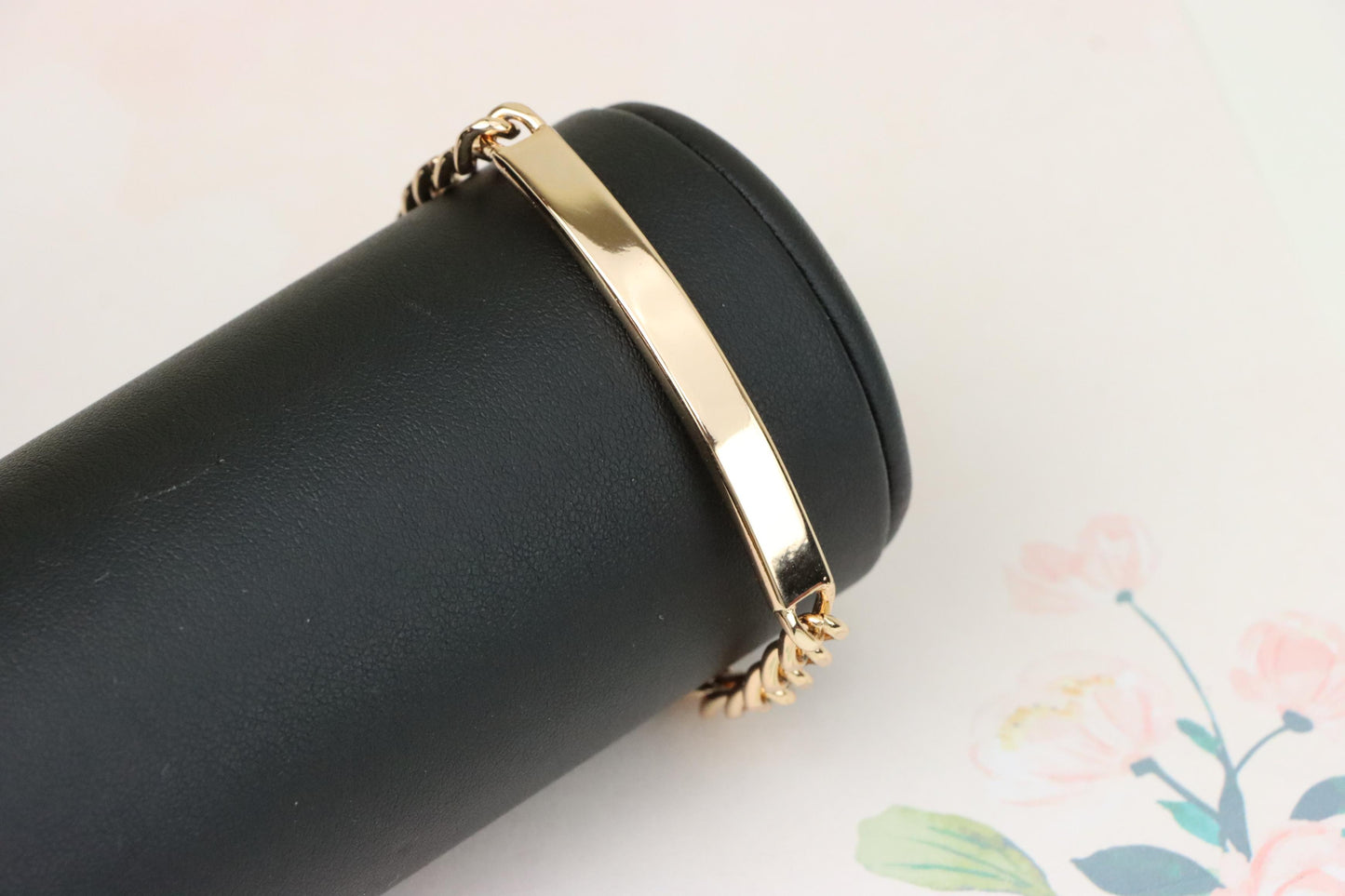 Sleek Rose Gold Polished ID Bar Bracelet for Women, XPBL1107 (2111-6)