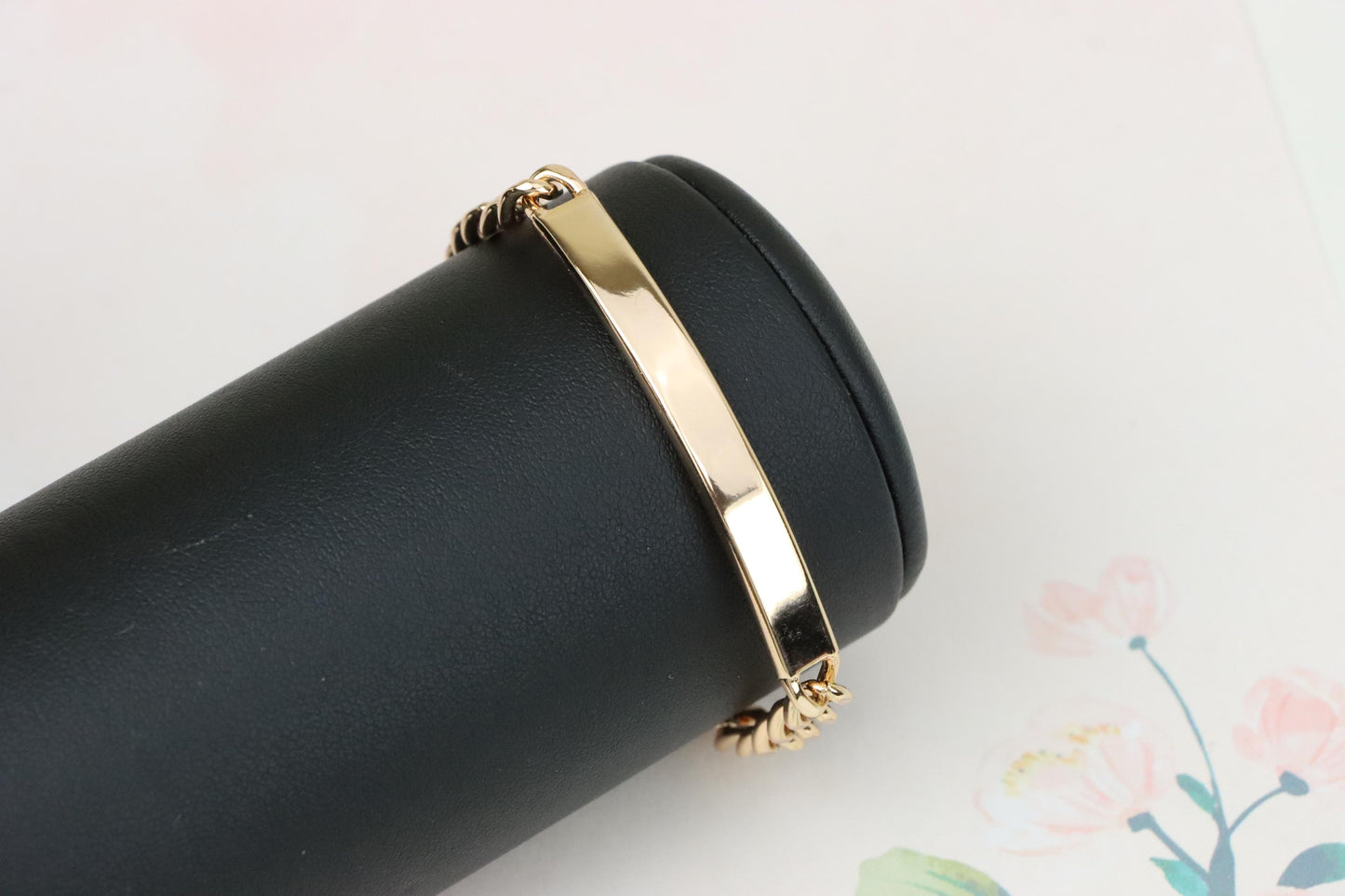 Sleek Rose Gold Polished ID Bar Bracelet for Women, XPBL1107 (2111-6)