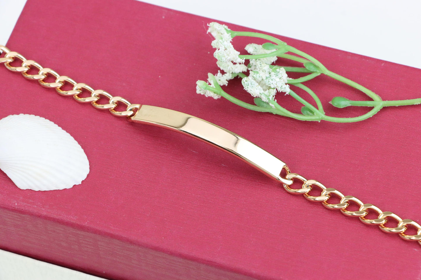 Sleek Rose Gold Polished ID Bar Bracelet for Women, XPBL1107 (2111-6)