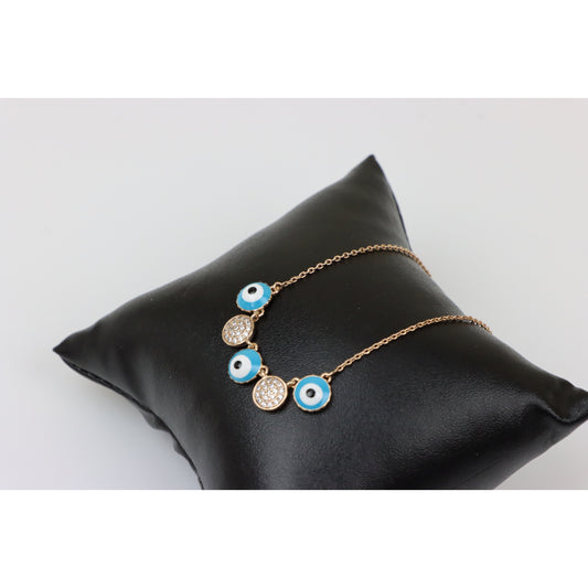 Rose Gold Evil Eye Pendant Necklace with Sparkle Accent, XPNL0248 (2025-8)