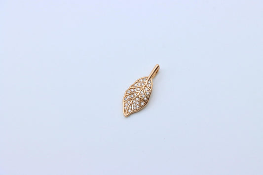 Elegant Leaf Design Rose Gold Pendant with Sparkling White Stones, XPPT1868 (2158-1)