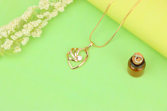 Rose Gold Heart Pendant with CZ Stone and Twisted Open Design, XPPT1400 (2134-9)