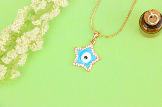 Star-Shaped Evil Eye Pendant in Rose Gold with Sparkling Stones, XPPT1870 (2158-3)