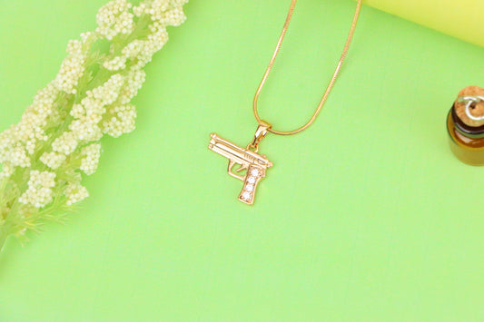 Rose Gold Gun Shape Pendant with CZ Detail – Bold Stylish Design, XPPT1403 (2135-2)