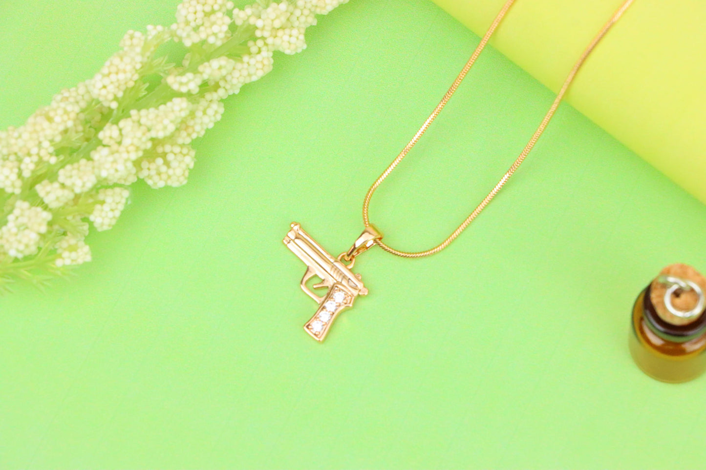 Rose Gold Gun Shape Pendant with CZ Detail – Bold Stylish Design, XPPT1403 (2135-2)