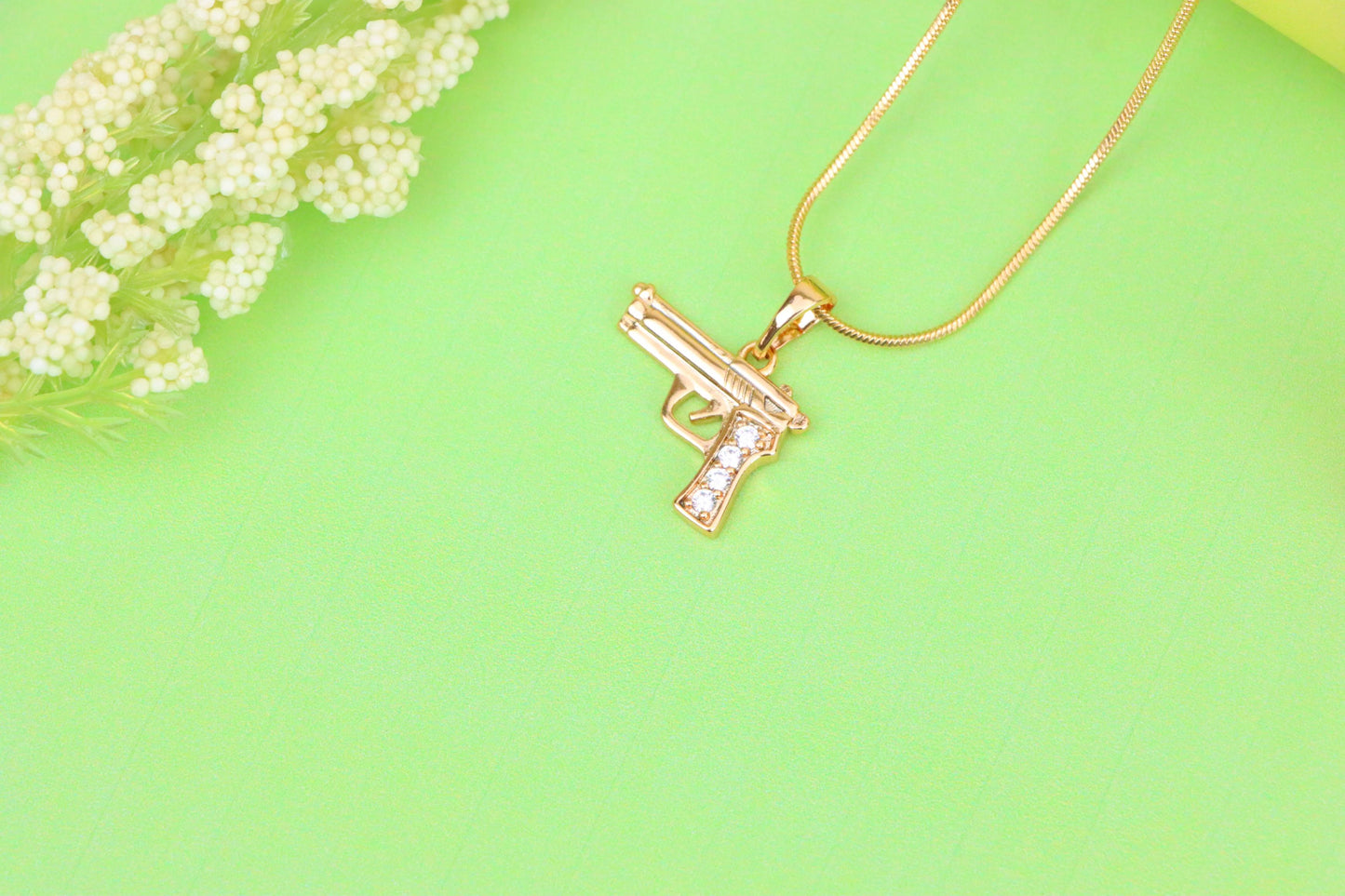 Rose Gold Gun Shape Pendant with CZ Detail – Bold Stylish Design, XPPT1403 (2135-2)