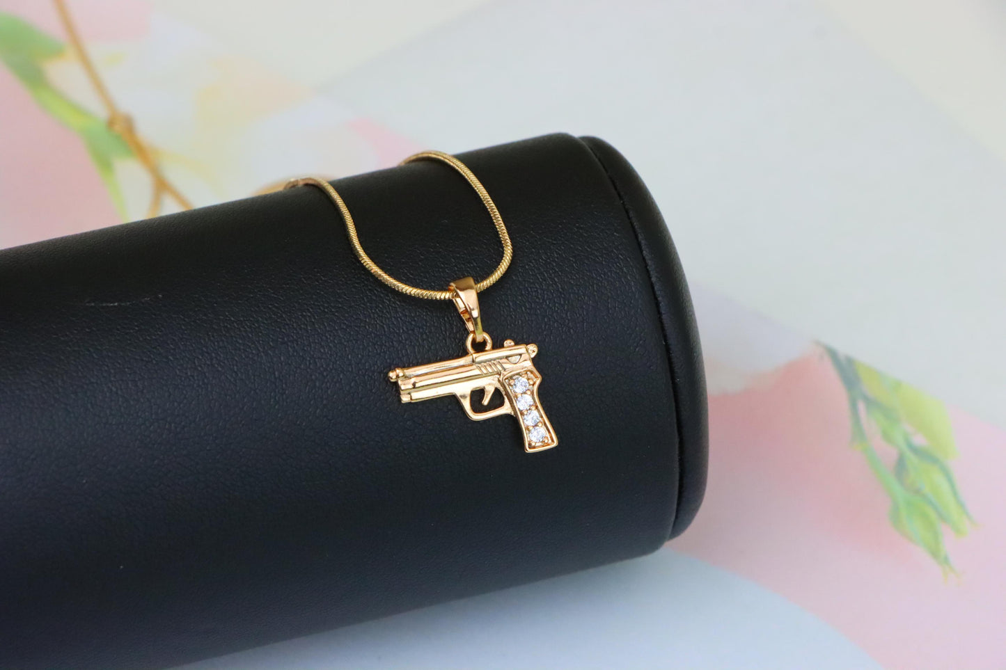 Rose Gold Gun Shape Pendant with CZ Detail – Bold Stylish Design, XPPT1403 (2135-2)