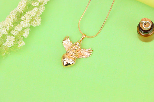Rose Gold Angel Pendant with Heart and Wings – Elegant Spiritual Charm, XPPT1404 (2035)
