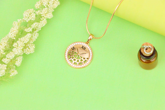 Rose Gold Clock Face Pendant with Roman Numerals and Iced Border, XPPT1406 (2135-5)