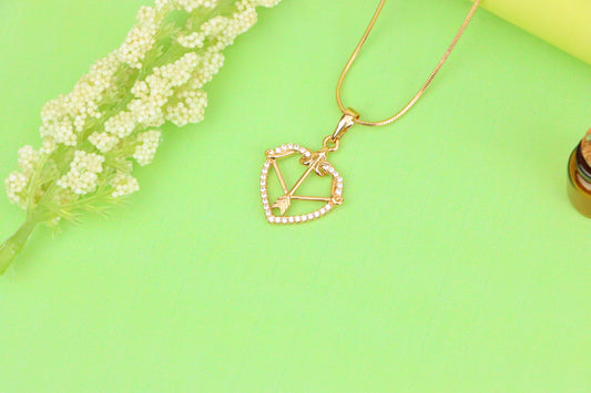 Elegant Rose Gold Heart Arrow Pendant with Sparkling Accents, XPPT1407 (2135-6)