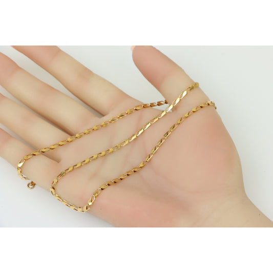 Rose Gold Plated Flat Link Brass Chain Necklace for Women, XPNL0257 (2026-7)