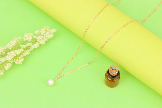 Elegant Rose Gold Necklace with Pearl Drop and Adjustable Chain, XPNL1875 (2158-8)
