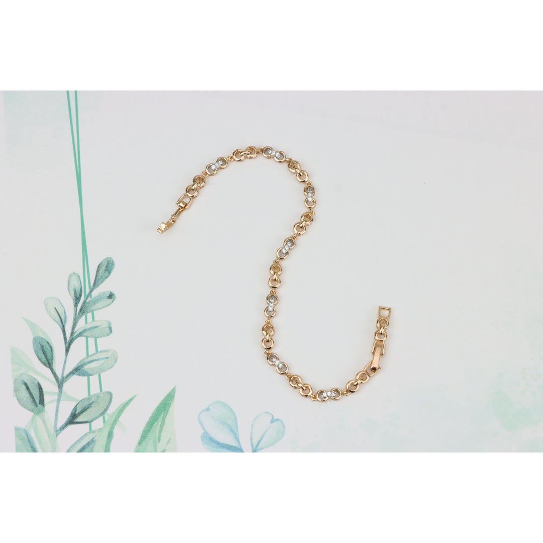 Sparkling Rose Gold Bracelet with Dainty Crystal Accents, XPBL0732 (2074-1)