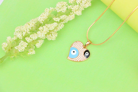 Heart Evil Eye Rose Gold Pendant with Crystal Pave Design, XPPT1411 (2135-10)