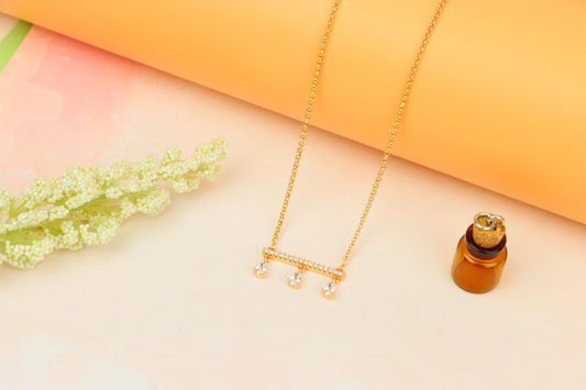 Elegant Rose Gold Necklace with Three Dangling Teardrop Charms, XPNL1878 (2159-1)